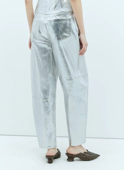 Shop Ganni Women Foil Denim Stary Jeans In Silver