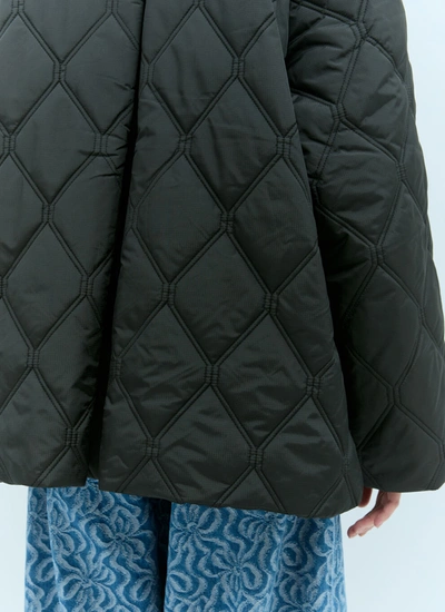 Shop Ganni Women Ripstop Quilted Jacket In Black