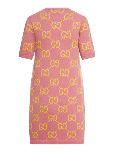 Shop Gucci Women Gg Knit Wool Dress In Pink