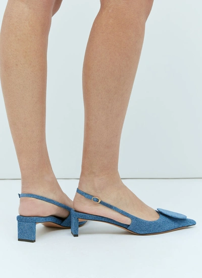 Shop Jacquemus Women Les Slingbacks Duelo Heels In Blue