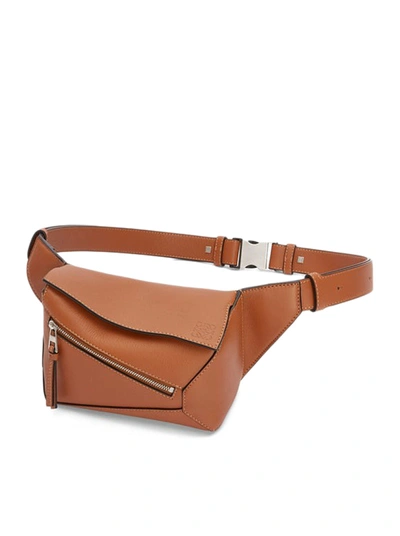Shop Loewe Men Mini Puzzle Bum Bag In Classic Calfskin In Brown