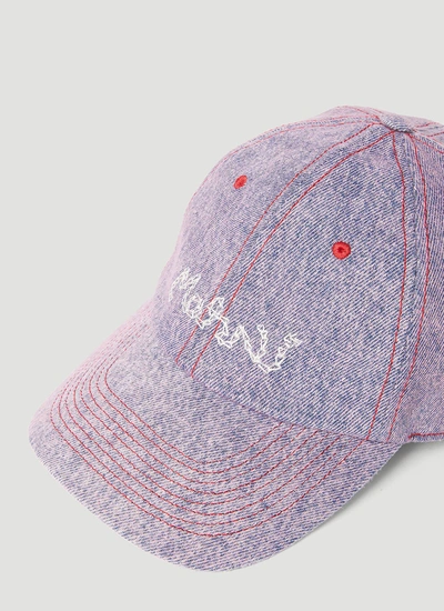 Shop Marni Women Logo Embroidery Baseball Cap In Purple