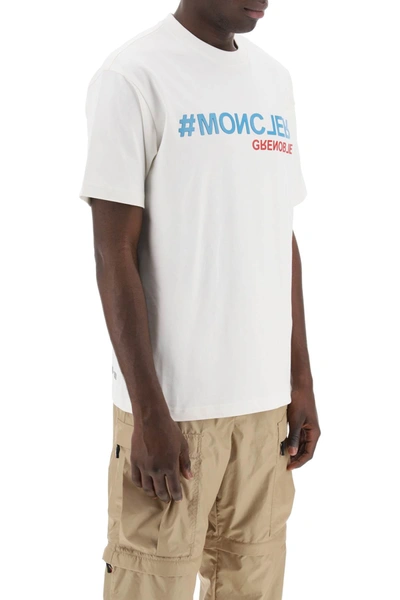 Shop Moncler Grenoble T-shirt With Raised Logo Application. Men In White