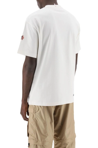 Shop Moncler Grenoble T-shirt With Raised Logo Application. Men In White