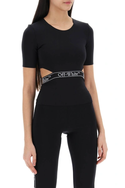 Shop Off-white "logo Band T-shirt With Cut Out Design Women In Black
