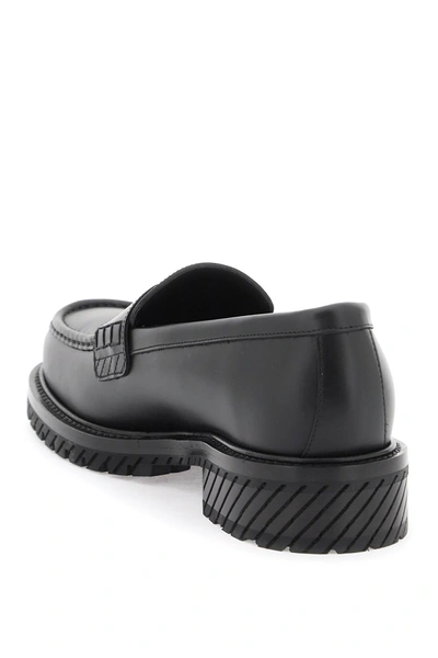 Shop Off-white Leather Loafers For Men In Black
