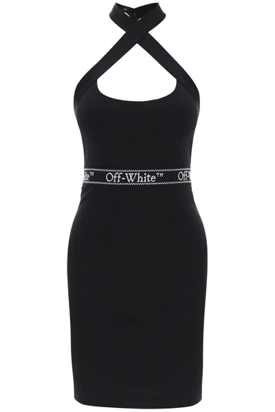 Shop Off-white Mini Dress With Logo Band Women In Black