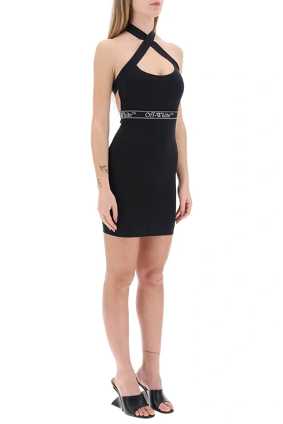 Shop Off-white Mini Dress With Logo Band Women In Black