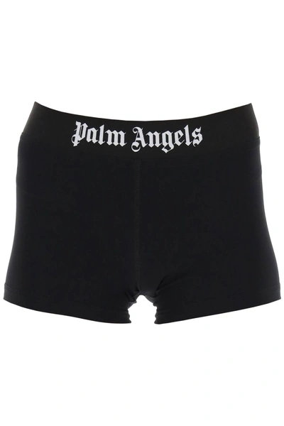 Shop Palm Angels Sporty Shorts With Branded Stripe Women In Black