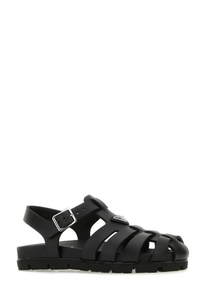 Shop Prada Woman Black Rubber Sandals