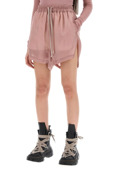Shop Rick Owens Sporty Shorts In Cupro Women In Pink