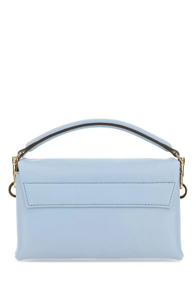 Shop Tod's Woman Powder Blue Leather Micro T Timeless Handbag