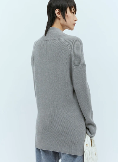 Shop Totême Toteme Women Overlapped V Neck Knit Sweater In Gray