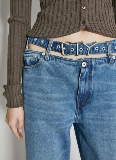 Shop Y/project Women Evergreen Y-belt Jeans In Blue