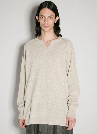 Shop Yohji Yamamoto Men Split Collar Sweater In Cream
