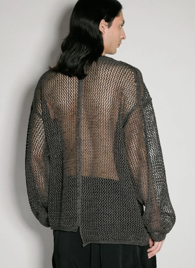 Shop Yohji Yamamoto Men Uneven Open-knit Sweater In Black