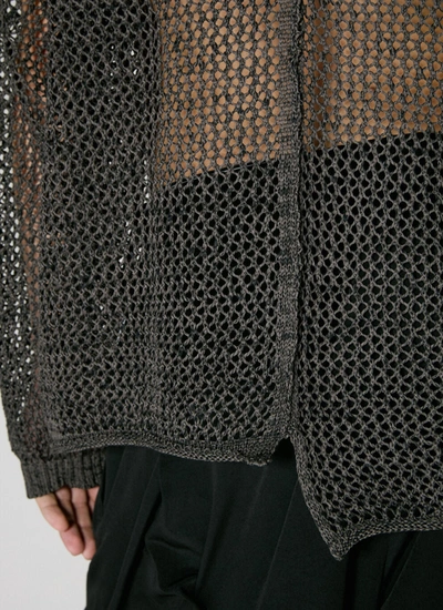 Shop Yohji Yamamoto Men Uneven Open-knit Sweater In Black