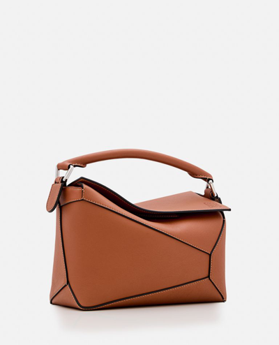 Shop Loewe Small Puzzle Edge Leather Handbag In Brown