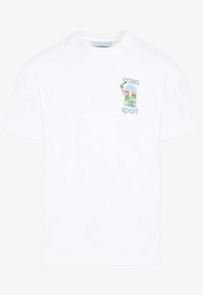 Shop Casablanca Casa Sport Crewneck T-shirt In White