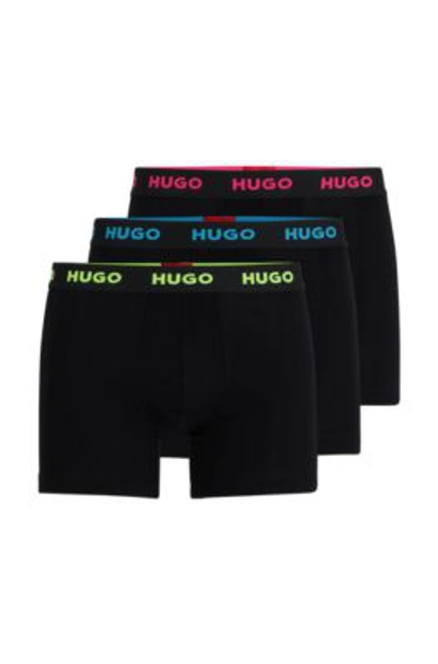 Hugo Boss Three-pack Of Stretch-cotton Boxer Briefs With Logo In Patterned