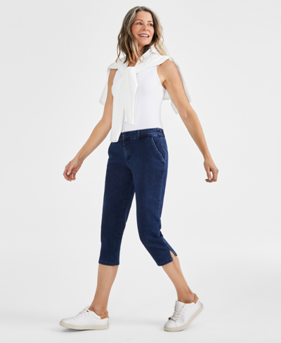 Shop Style & Co Women's Mid-rise Comfort Waist Capri Pants, Created For Macy's In Daisy Blue Wash
