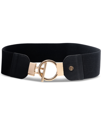 Shop Giani Bernini Women's Interlock Stretch Panel Belt In Black