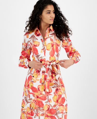 Shop Rachel Rachel Roy Women's Pru Floral Maxi Shirt Dress In Coral Blossom