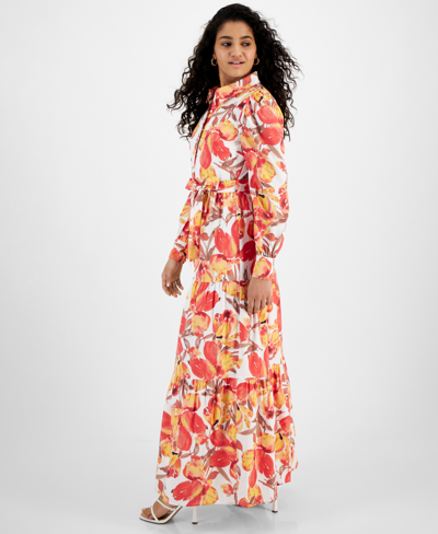 Shop Rachel Rachel Roy Women's Pru Floral Maxi Shirt Dress In Coral Blossom