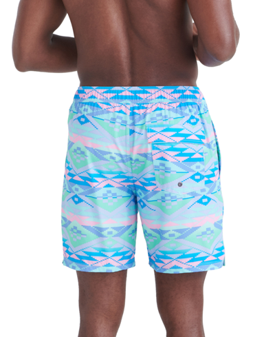 Shop Saxx Men's Oh Buoy 2n1 Geo Gradient Printed Volley 7" Swim Shorts In Geo Gradiant