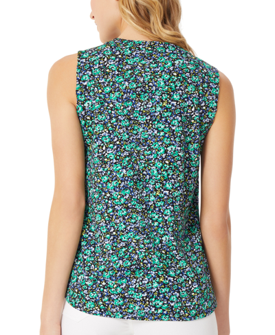 Shop Jones New York Women's Floral-print Sleeveless Shell Top In Nyc White,kelly Multi