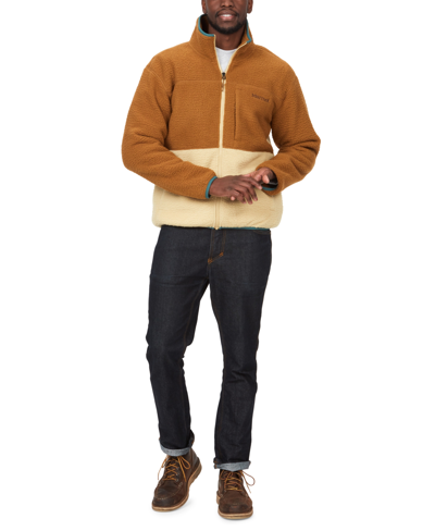 Shop Marmot Men's Aros Colorblocked Fleece Full-zip Jacket In Hazel,light Oak