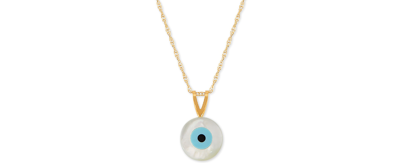 Macy's Mother-of-pearl & Enamel Evil Eye 18" Pendant Necklace In 10k Gold In Yellow Gold