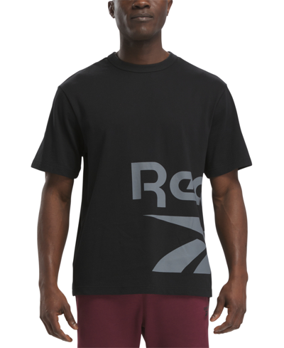 Shop Reebok Men's Regular-fit Side Vector Logo Graphic T-shirt In Black