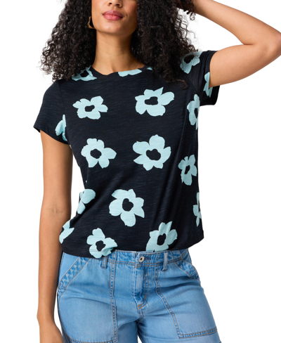 Shop Sanctuary Women's The Perfect Printed T-shirt In Aqua Flower Pop