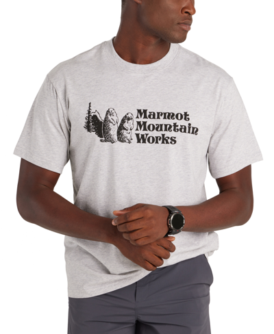 Shop Marmot Men's Mmw Short Sleeve Crewneck Graphic T-shirt In Light Grey Heather