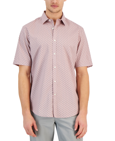 Shop Alfani Men's Regular-fit Stretch Chevron Geo-print Button-down Shirt, Created For Macy's In Sachet