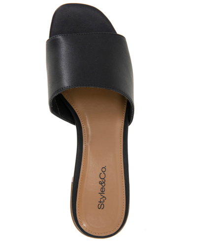 Shop Style & Co Women's Camillaa Block-heel Slide Sandals, Created For Macy's In Blue Micro
