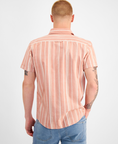 Shop Sun + Stone Men's Marcos Short Sleeve Button-front Striped Shirt, Created For Macy's In Sea Coral