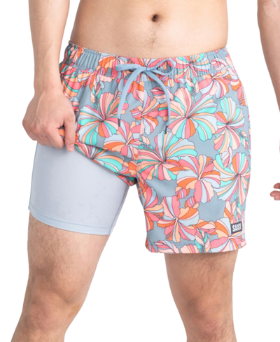 Shop Saxx Men's Oh Buoy 2n1 Flower Pop Print Volley 5" Swim Shorts