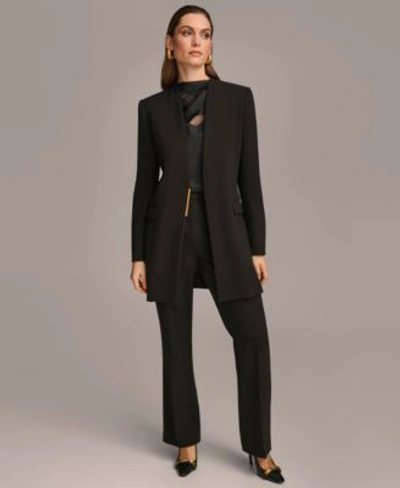 Shop Donna Karan Collarles Topper Jacket Straight Leg Pant In Black