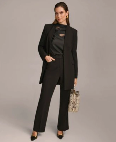 Shop Donna Karan Collarles Topper Jacket Straight Leg Pant In Black