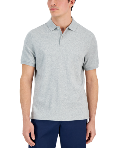 Shop Club Room Men's Soft Touch Interlock Polo, Created For Macy's In Light Grey Heather