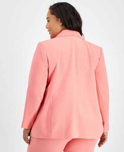 Shop Bar Iii Plus Size Notched-collar Blazer, Created For Macy's In Coral Rose