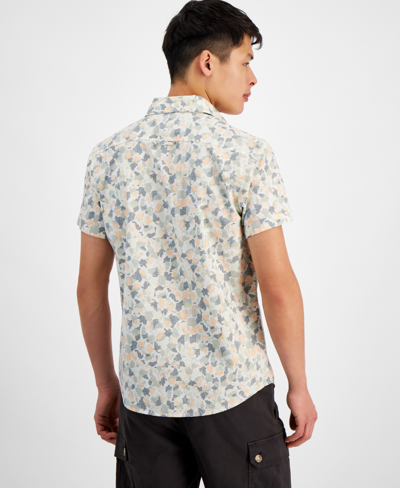 Shop Sun + Stone Men's Lucas Short Sleeve Button-front Leaf Print Shirt, Created For Macy's In Tofu