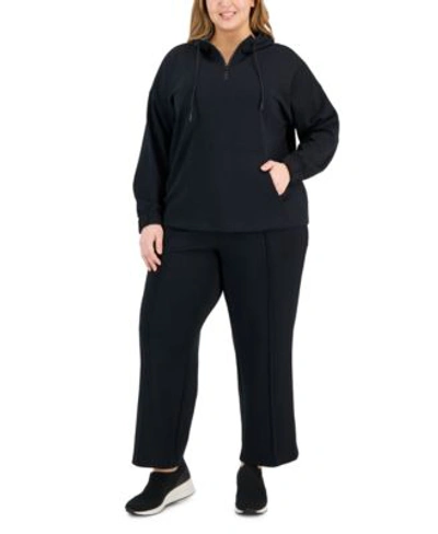Shop Id Ideology Plus Size Quarter Zip Top Wide Leg Pants Created For Macys In Deep Black