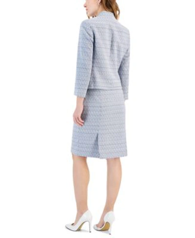 Shop Kasper Womens Tweed Blazer Seamed Knee Length Pencil Tweed Skirt In California Sky Multi