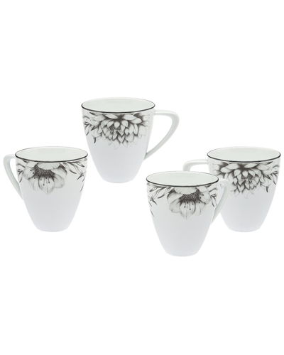 Shop Ricci Argentieri Set Of 4 Dahlia Coffee Mug In White