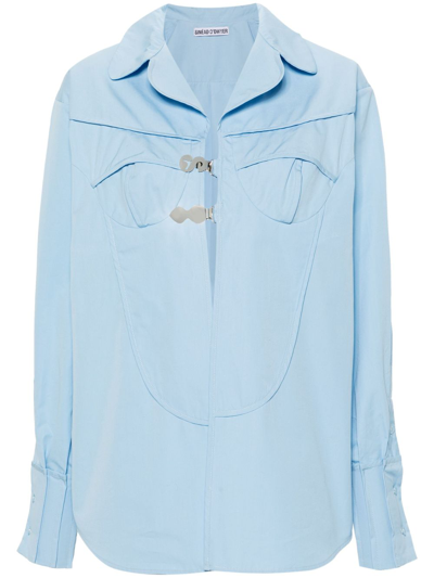 Shop Sinéad O’dwyer Pyjama Logo-buckle Shirt - Women's - Organic Cotton/stainless Steel In Blue