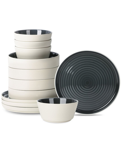 Shop Stone Lain Elica 12pc Black/beige Stoneware Dinnerware Set