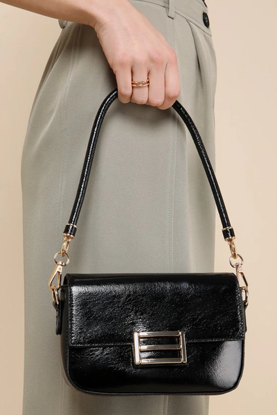 Shop Lulus Sophisticated Always Black Patent Baguette Crossbody Bag